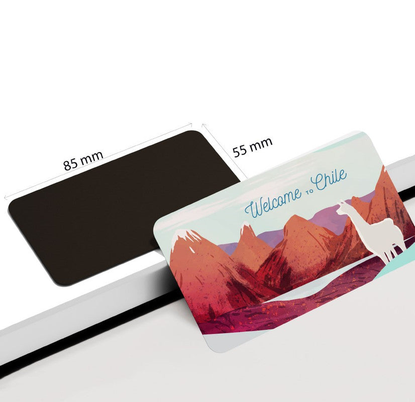 dhcrafts Rectangular Rubber Fridge Magnet / Magnetic Card Multicolor Chile D4 Design Pack of 1 (8.6cm x 5.4cm)